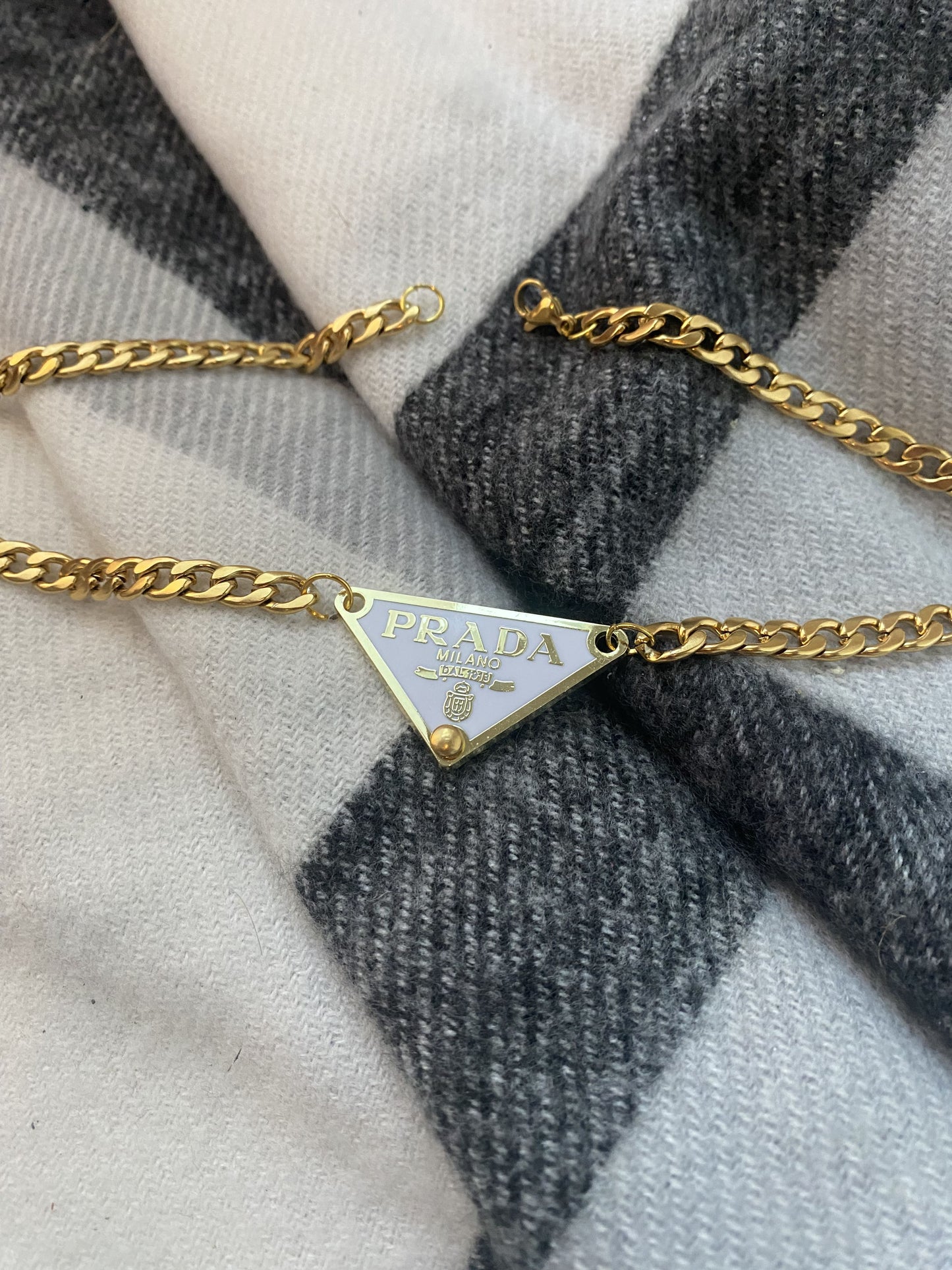 White + Gold - Triangle Repurposed Necklace