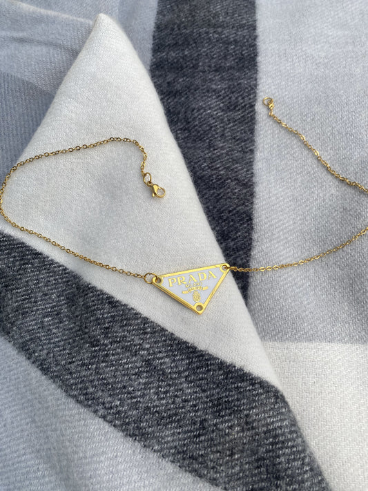 Triangle Repurposed Necklace - Gold Thin Chain