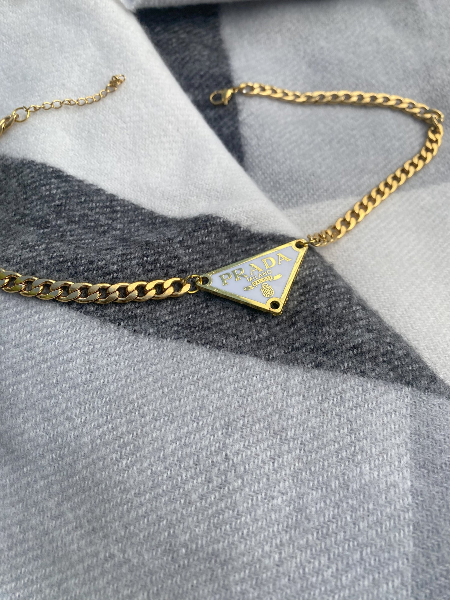 White + Gold - Triangle Repurposed Necklace