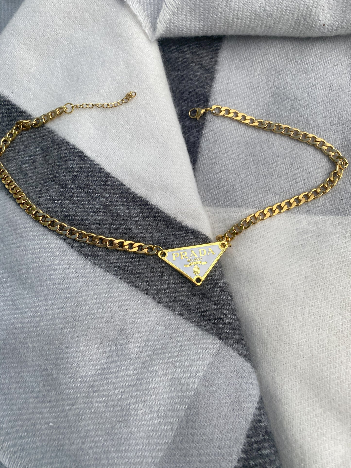 White + Gold - Triangle Repurposed Necklace