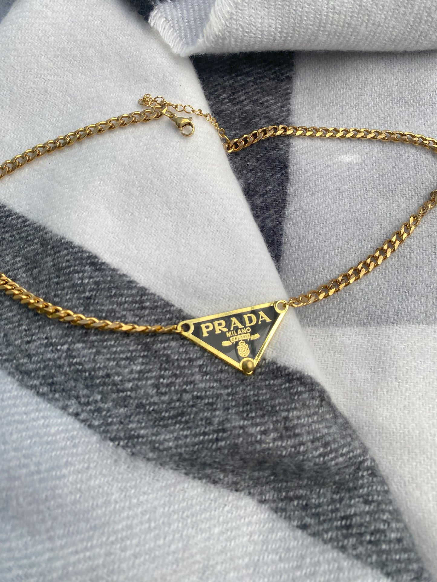 Black and Gold - Triangle Repurposed Necklace Chain Type 1