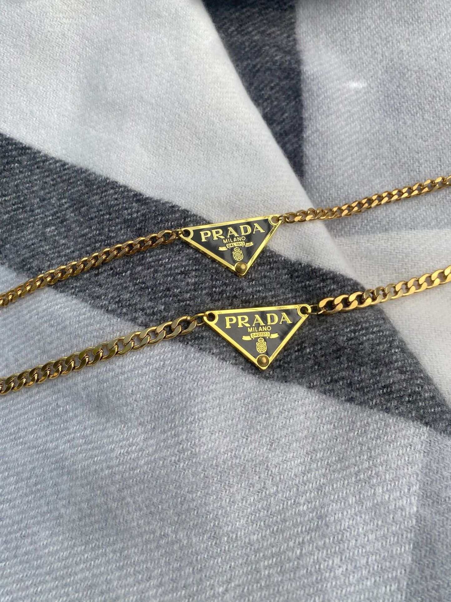 Black and Gold - Triangle Repurposed Necklace Chain Type 2