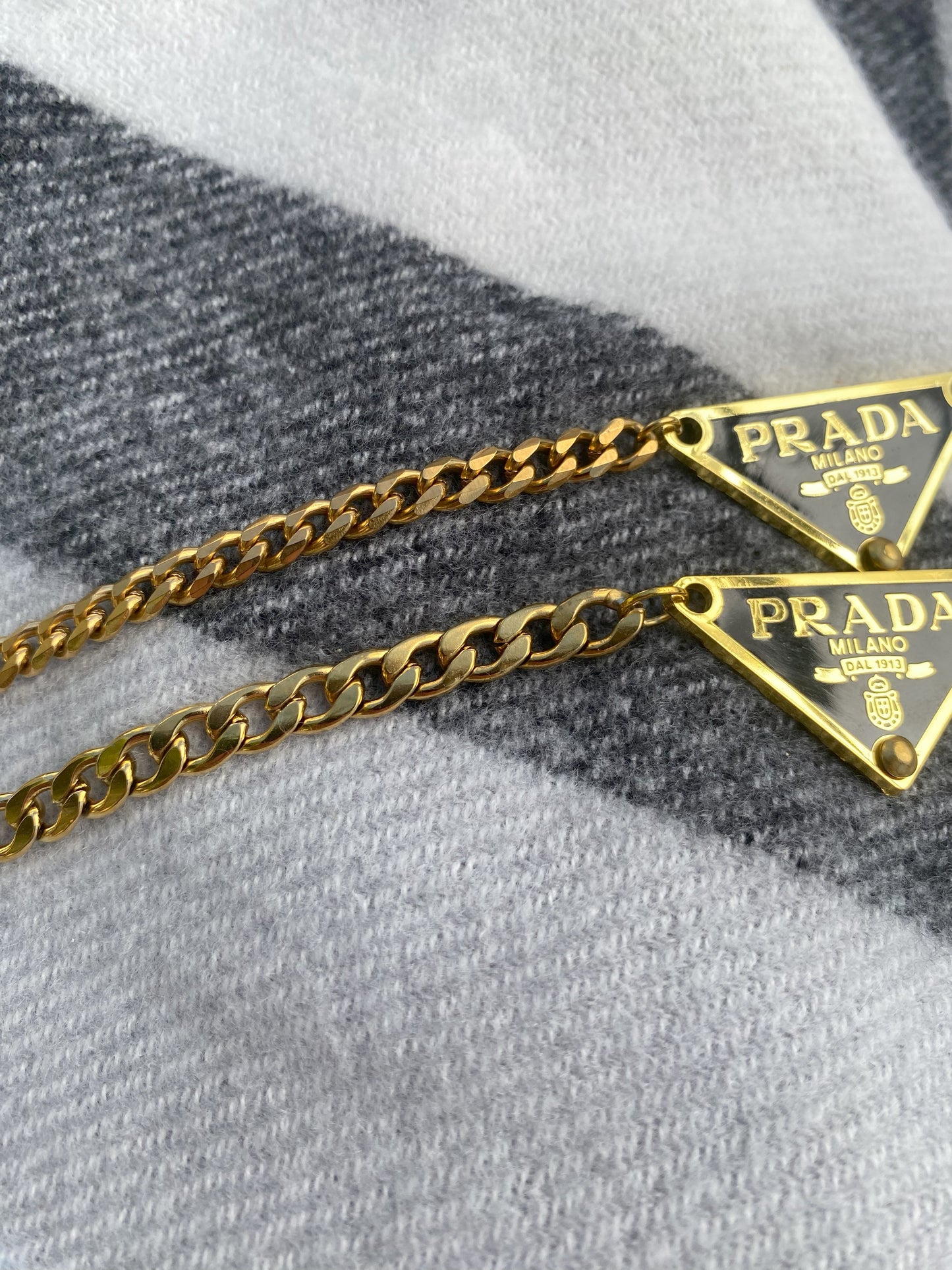 Black and Gold - Triangle Repurposed Necklace Chain Type 1