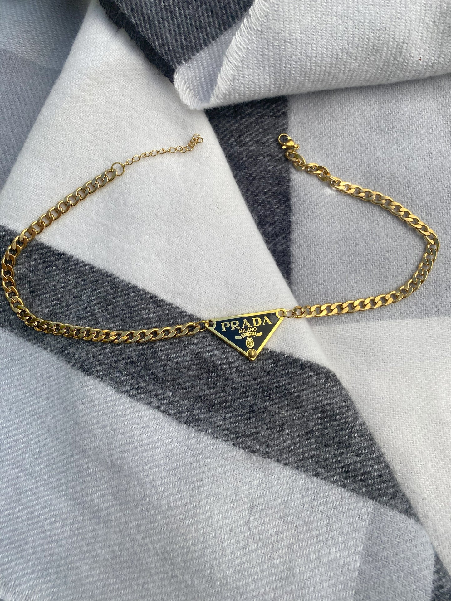 Black and Gold - Triangle Repurposed Necklace Chain Type 2