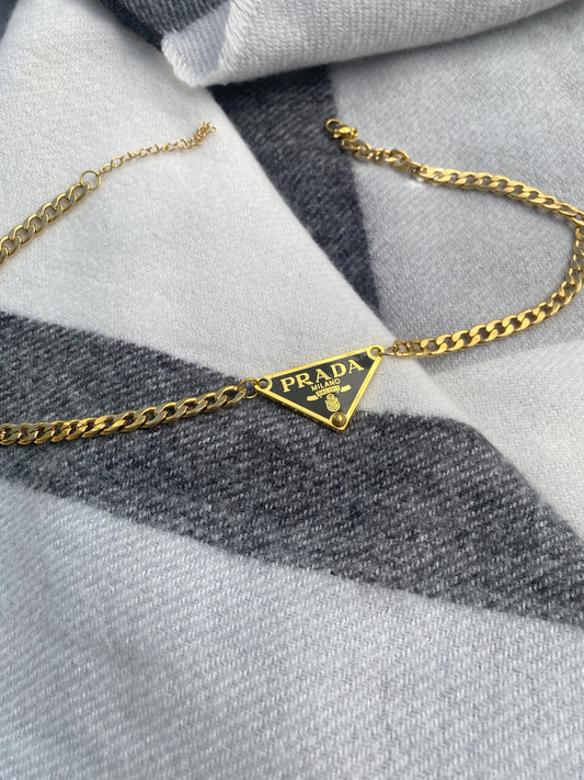 Black and Gold - Triangle Repurposed Necklace Chain Type 2