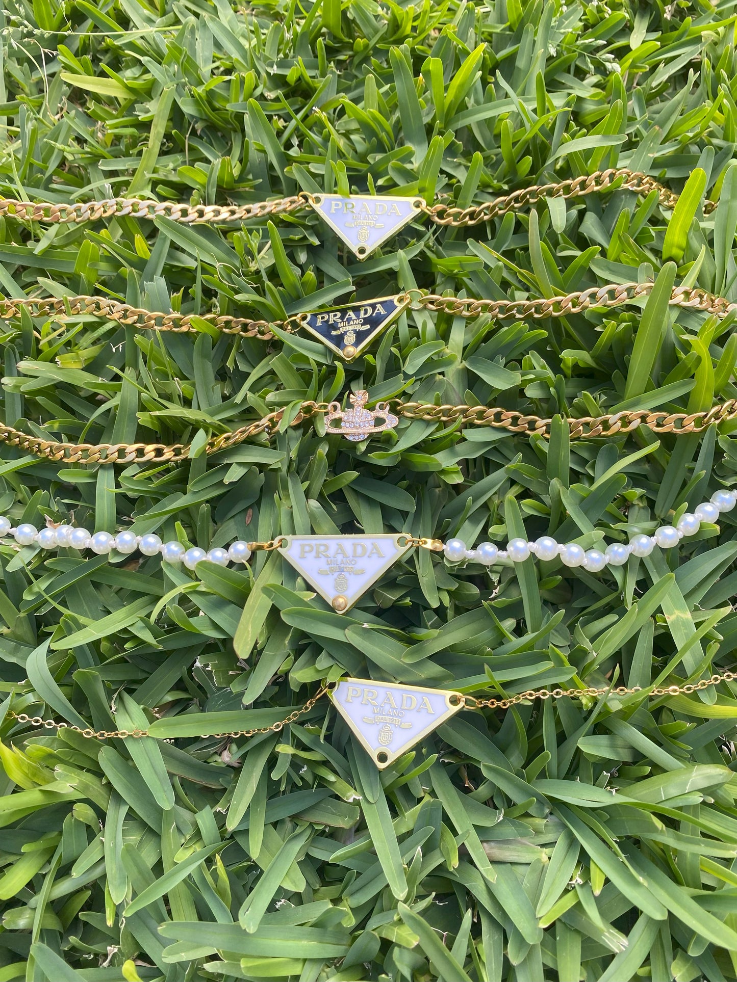 White + Gold - Triangle Repurposed Necklace